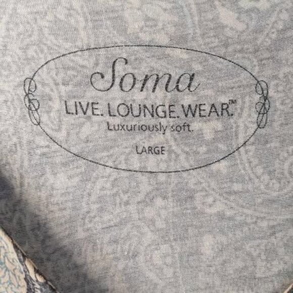 Soma Paisley Print Soft Tunic Large Brown Warm Neutral Boho Lounge ComfyChic Top - Picture 2 of 10